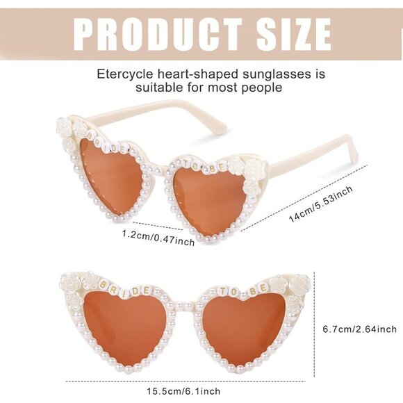 ?Women Cream Bride Bachelorette Party Bride to Be Flower Pearl Heart Glasses main image 6